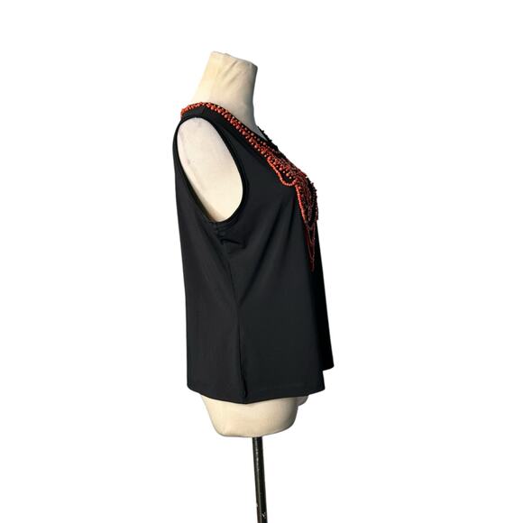 Taifun black orange beads embellishments sleeveless top size Medium - Picture 11 of 12